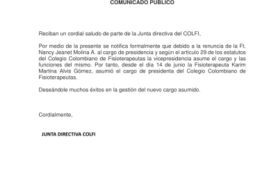 Comunicado público cambio de presidente
