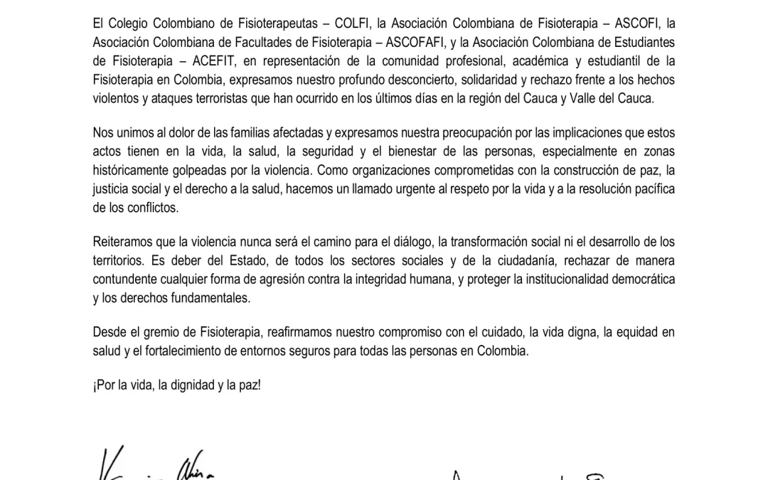 Comunicado: Rechazo a los recientes actos de violencia sucedidos en los últimos días en nuestro país